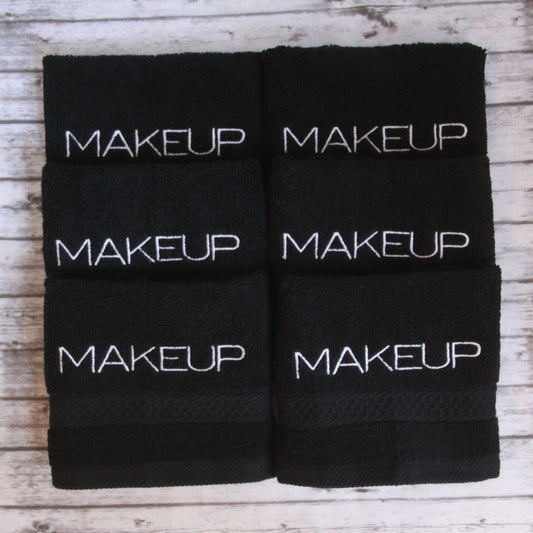 makeup washcloth, black makeup, embroidered bath wash cloth
