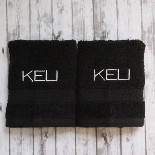 makeup washcloth with your name, black makeup towel, embroidered bath wash cloth, monogrammed bath wash cloth, embroidred hand towel