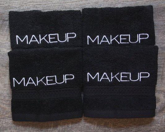 Black Makeup washcloth, black washcloth , embroidered bath wash cloth, Black finger tip
