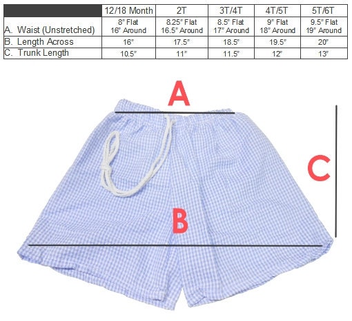 Boys' Monogrammed Gingham Check Swimming Trunks, boys swimsuit, boys bathing suit, embroidered swim suit,