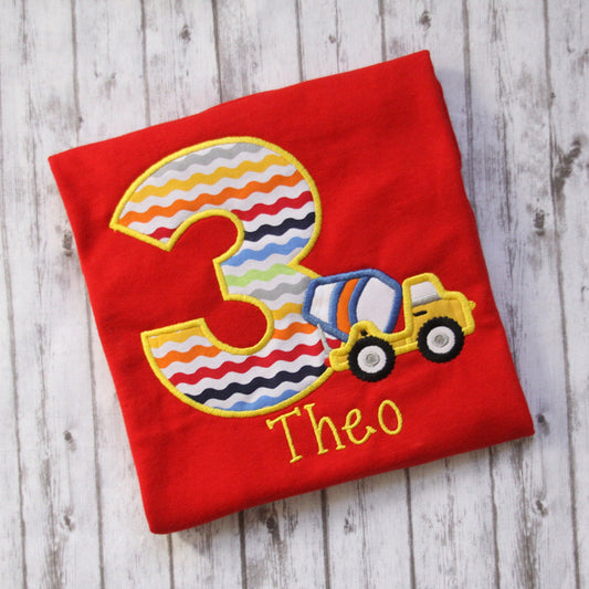Embroidered Construction Birthday Shirt, Cement Mixer Truck Shirt, Boys Birthday T-shirts, Birthday Outfit