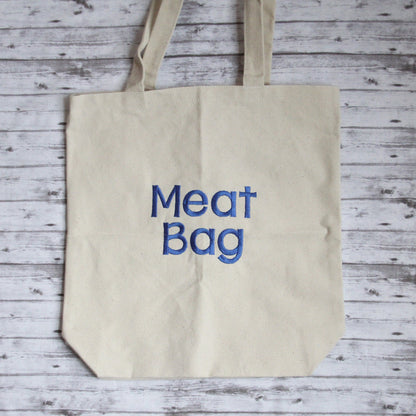 Embroidered Grocery Bag, Grocery Meat Bag, Reusable Grocery Bag, Grocery Tote Bag