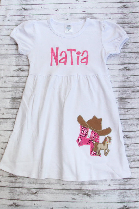 Cowgirl Birthday Dress, Embroidered Horse Dress, Cowgirl Birthday Outfit, Girls Horse Dress, Western Birthday Outfit