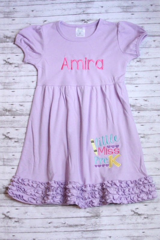 Embroidered Back To School Dress, Preschool Outfit, Preschool Dress, School Ruffle Dress