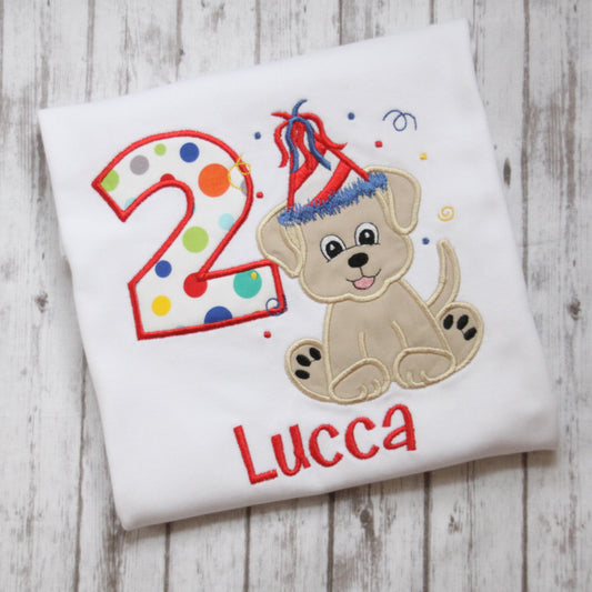 Embroidered Puppy Birthday Shirt, Boys puppy dog Birthday T-shirt, Little Boys Birthday Outfit, Puppy Shirt, Personalized birthday shirt