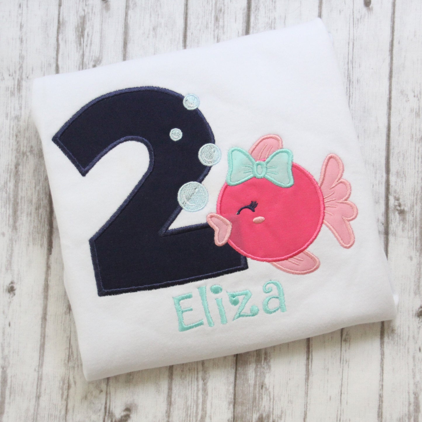 Embroidered Fish Birthday Shirt, Ocean Theme Birthday Shirt, Girls Fish Birthday Outfit