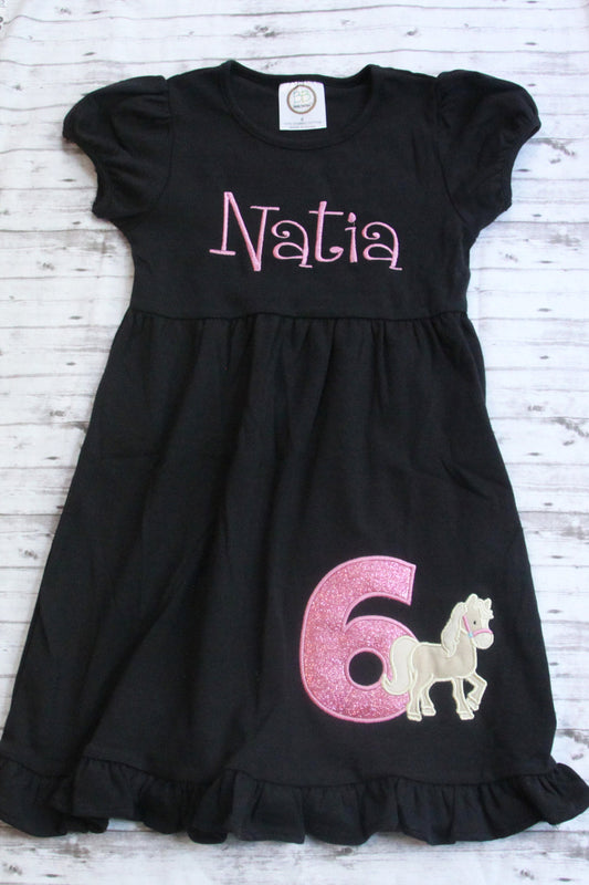 Horse Birthday Dress, Embroidered Horse Dress, Cowgirl Birthday Outfit, Girls Horse Dress, Western Birthday Outfit