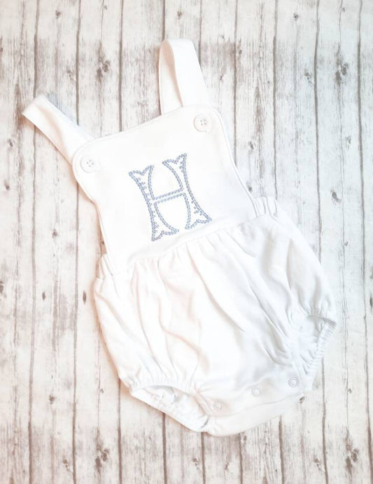 Embroidered Boys Sunsuit, Monogrammed Baby Summer Outfit